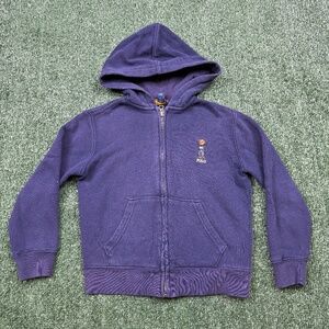 Polo Bear Ralph Lauren Hoodie YOUTH Size 7T Blue Full Zip Embroidered Logo